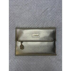 Lilly Pulitze Vegan Leather Gold Clutch Folio, Travel Wallet with Pocket